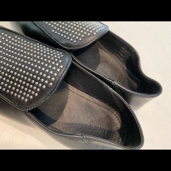 The Kooples calfskin + pigskin black leather studded loafers. Size 7. Like new - Picture 6 of 9